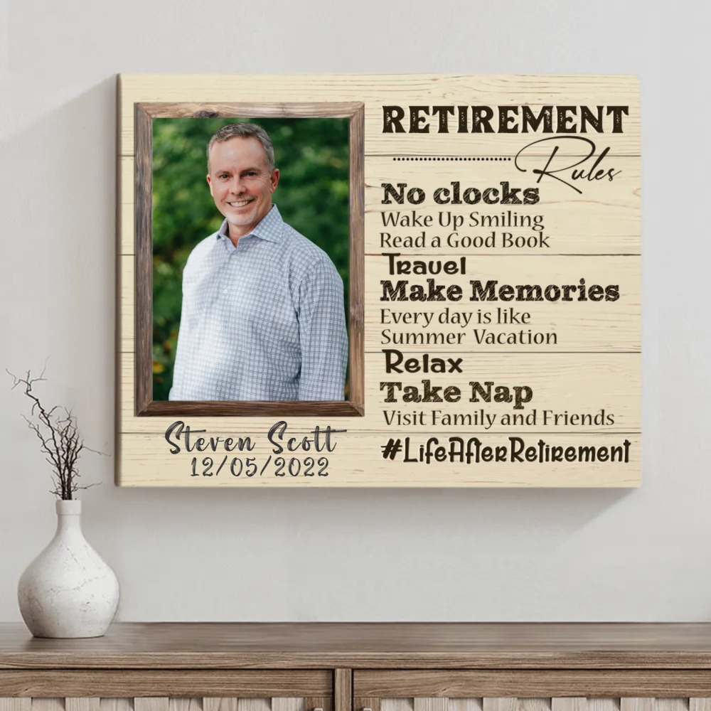 Personalized Retirement Gifts For Men Retirement Rules Canvas Gift For  Coworker Retirement  Best Personalized Gifts For Everyone