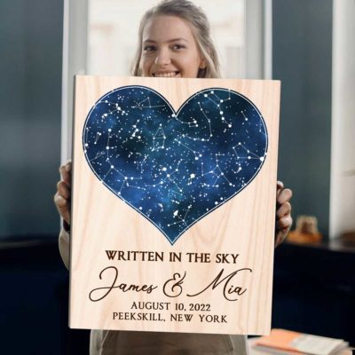 Written In The Sky Custom Star Map Print, Personalized Night Sky Wall Art, Couple Gift, Gift For Her