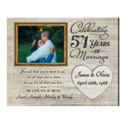 54th Anniversary Gifts for Parents, 54 Years Anniversary Gift, For All That You Have Been To Us Anniversary Photo Frame