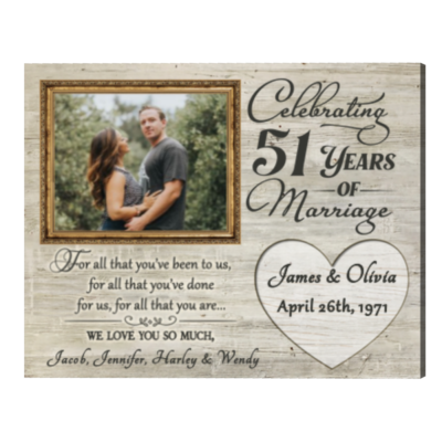 51st Anniversary Gifts for Parents 51 Years Anniversary Gift, For All That You Have Been To Us Anniversary Photo Frame