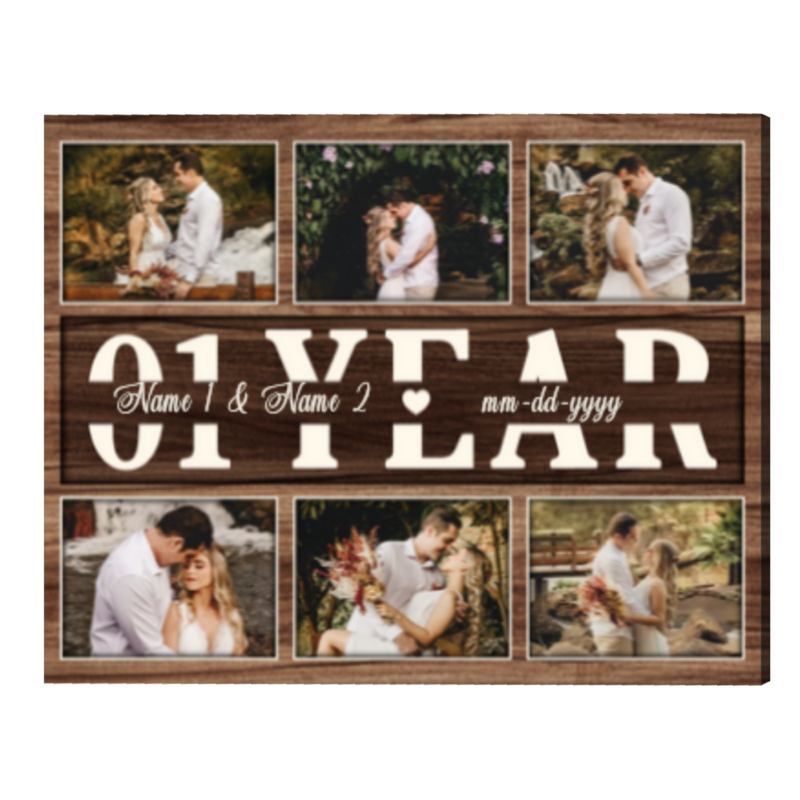 Personalized One Year Anniversary Gifts for Him for Husband, 1 Year Anniversary Photo Collage Canvas