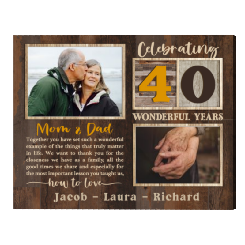 40th Anniversary Gift for Parents, Personalized Photo Canvas Prints, Ruby Anniversary Gift Ideas