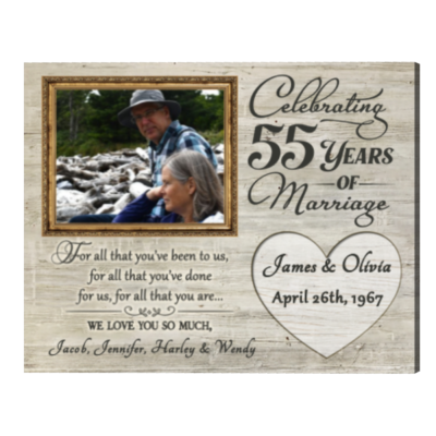 55th Anniversary Gifts for Parents 55 Years Anniversary Gift, For All That You Have Been To Us Anniversary Photo Frame