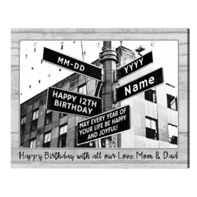 Personalized Birthday Gift for 12 Year Old, Street Signs Custom for Birthday, Twelfth Birthday Gift Sign