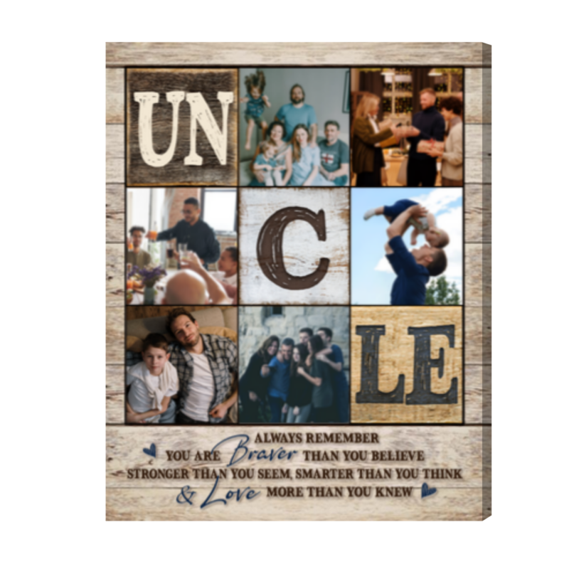 Uncle Photo Collage Gift, Uncle Birthday Gifts, Personalized Uncle Canvas Print