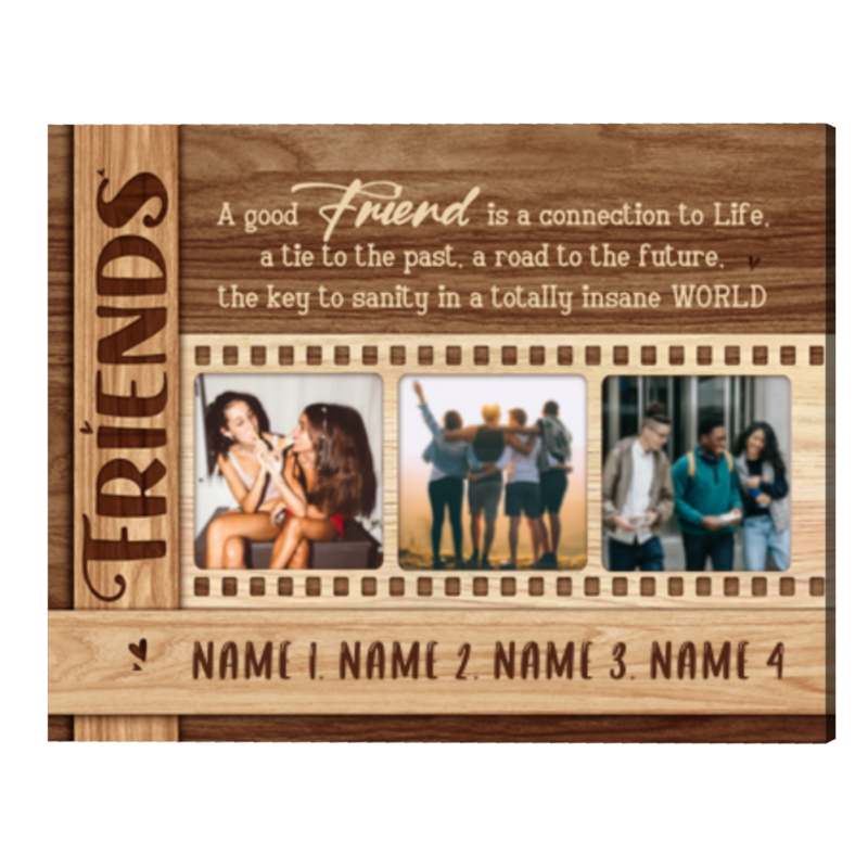 Personalized Friends Photo Canvas, Friendship Gift for Best Friends, Birthday Gifts for Friends, Group Photo Gift