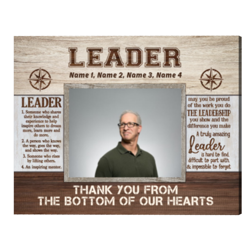Personalized Leader Thank You Canvas, Team Leader Gift, Custom Photo Gift for Boss, Manager Appreciation Gift, Farewell Gift