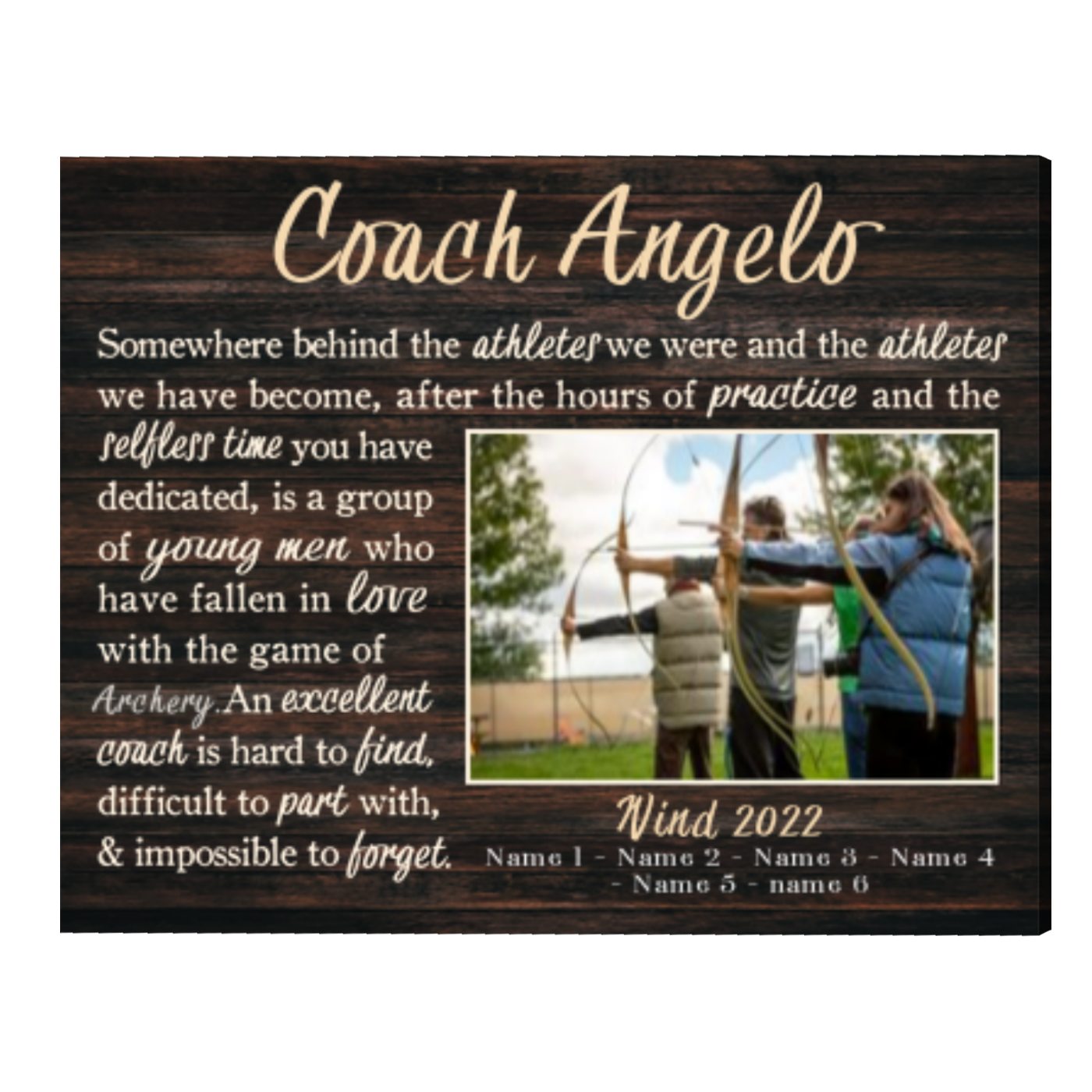 Custom Archery Coach Gift Frame, Archery Coach Art Print, Thank You
