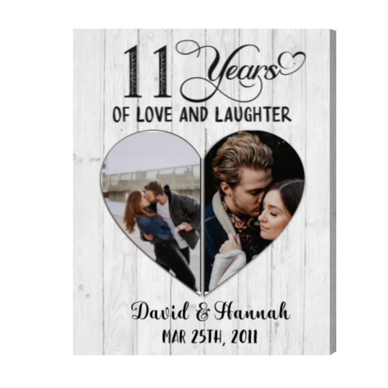 11 Years Of Love and Laughter Custom Picture Canvas, 11th Anniversary Photo Gifts For Him Her