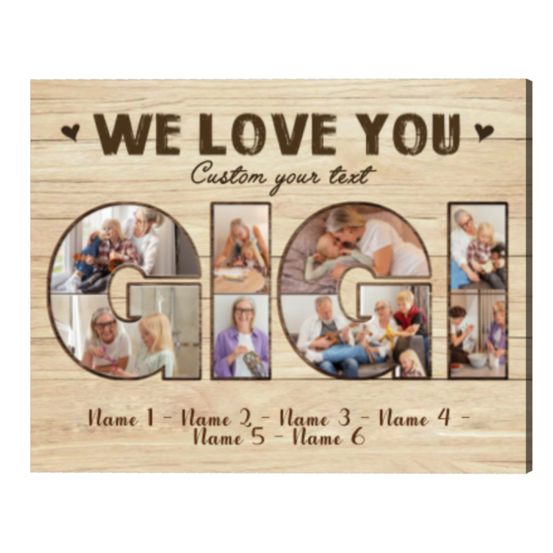 Personalized Gigi Photo Collage Canvas – Mother’s Day Gift for Grandma - Custom Picture Gift for Gigi from Grandkids - Gigi Grandma Gifts