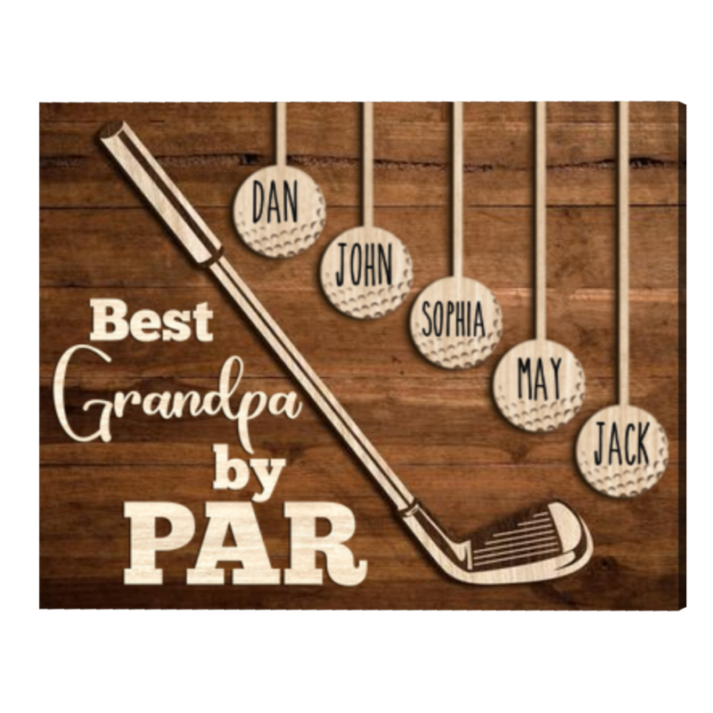 Best Grandpa By Par Golf Sign, Christmas Golf Gift For Grandpa, Personalized Papa Golf Gift, Gift for Grandpa with Custom Kids Names