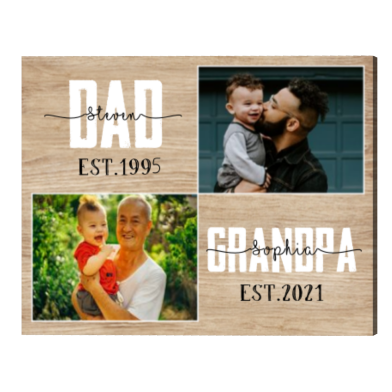 Personalized New Grandpa Father's Day Gifts, Dad Grandpa Est Photo Canvas Print, Dad Grandpa Gifts, First Time Grandpa Gifts