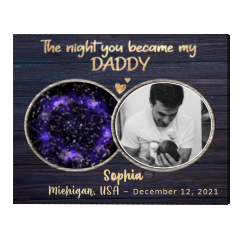Custom Star Map Canvas Print New Dad Gifts, 1st Father's Day Gift for New Dad, First Time Dad Gift