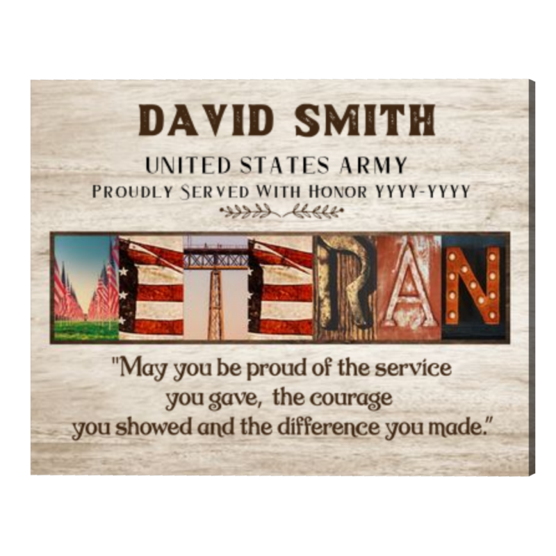 Veterans Day Gift, Military Gifts for Veteran, US Army Military Name Art Canvas, Gift For Grandpa