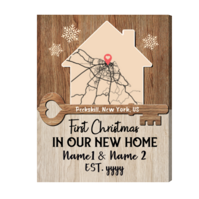 First Christmas In New Home Custom Map Print