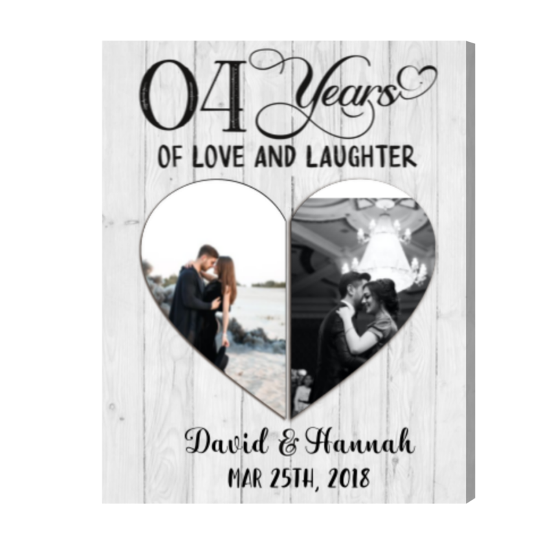 Personalized Fourth Anniversary Gift Print, 4 Year Anniversary Present for Wife, Love And Laughter