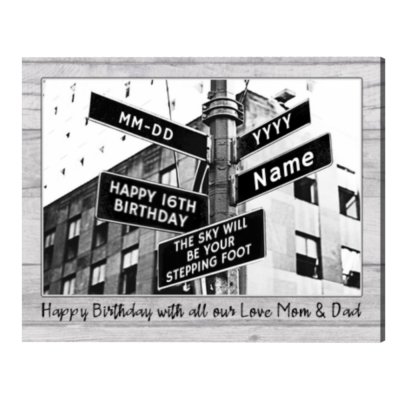 Custom 16th Birthday Gifts, Personalized Street Sign for Gift For 16 Year Old, 16th Birthday Gift Ideas