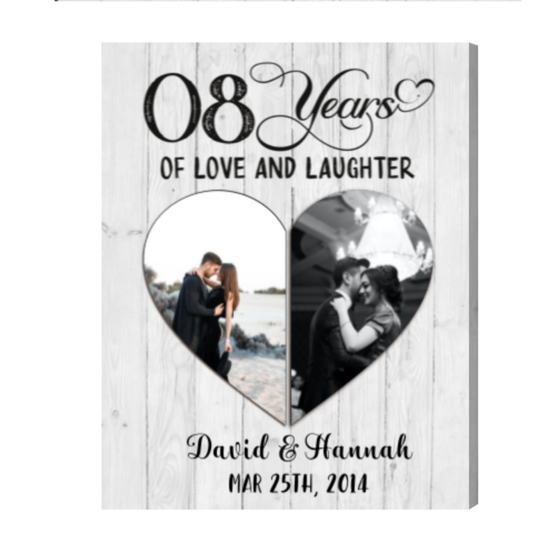 Personalized Bronze Wedding Anniversary Photo Gift, Eight Wedding Anniversary Gifts Print, Love and Laughter
