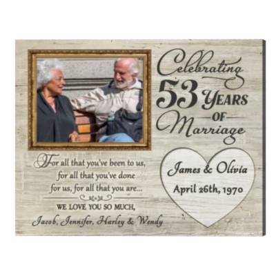 53rd Anniversary Gifts for Parents 53 Years Anniversary Gift, For All That You Have Been To Us Anniversary Photo Frame