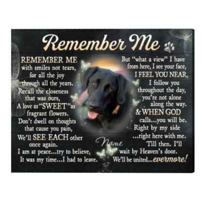 Remember Me Dog Memorial Canvas Dog Memorial Picture Frame Dog Loss Sympathy Canvas