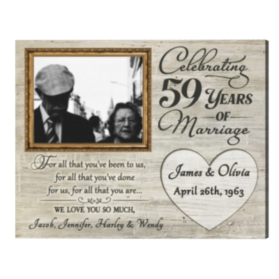 59th Anniversary Gifts for Parents 59 Years Anniversary Gift, For All That You Have Been To Us Anniversary Photo Frame