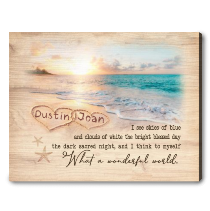 Best Beach Decor For Bedroom, Sand Writing Personalized Print, Turquoise Ocean Art Print, Couple Bedroom Art