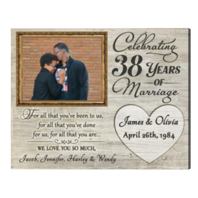 38th Anniversary Gifts for Parents 38 Years Anniversary Gift, For All That You Have Been To Us Anniversary Photo Frame