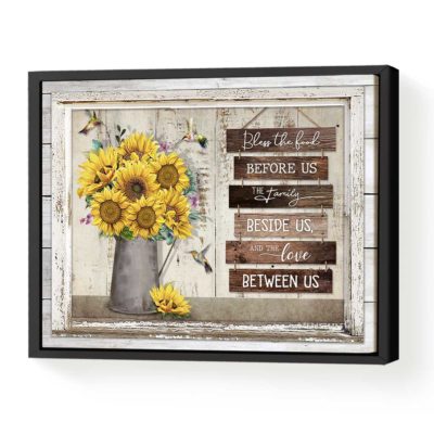 Sunflower Kitchen Decor, Farmhouse Dining Room Decor, Yellow Kitchen Decor, Bless The Food Sign