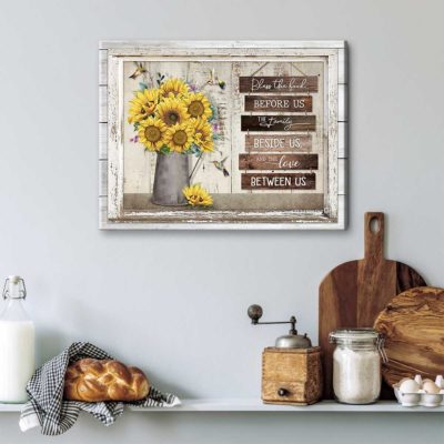 Sunflower Kitchen Decor, Farmhouse Dining Room Decor, Yellow Kitchen Decor, Bless The Food Sign