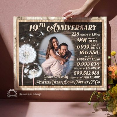 19 year anniversary gift personalized photo print 19th wedding anniversary gift down forever to go