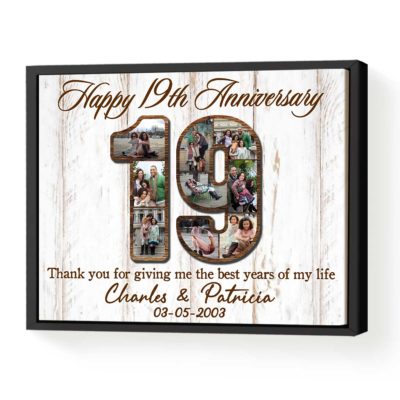 19th Anniversary Personalized Photo Collage Canvas