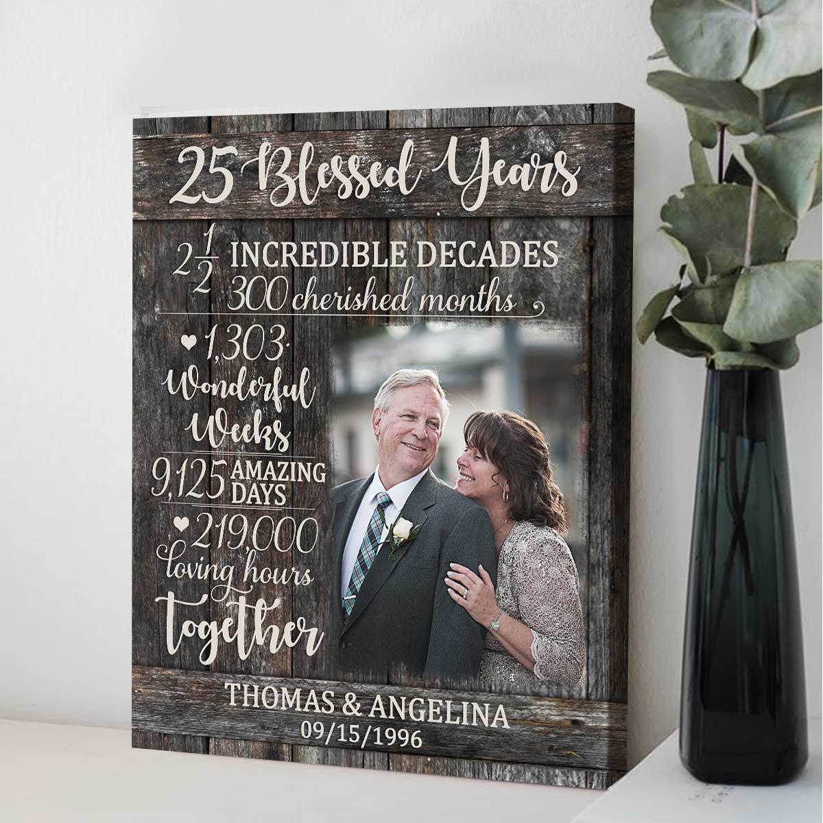 Personalized 25th Wedding Anniversary Glass Vertical 5