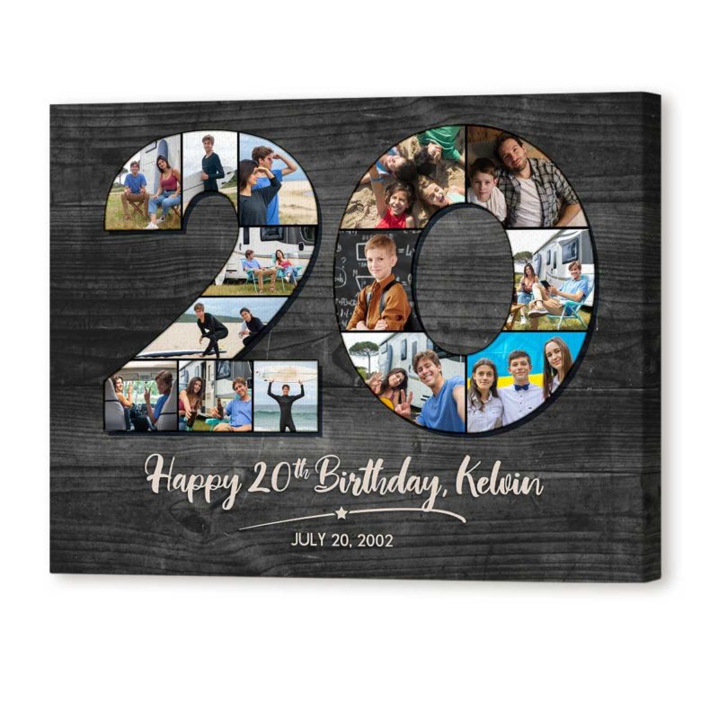 3185dc13 4719 11ed 83ba 0242ac120002 Custom 20th Birthday Photo Collage Canvas 20th Birthday Collage Gift for Daughter Son 20th Birthday Gift 3