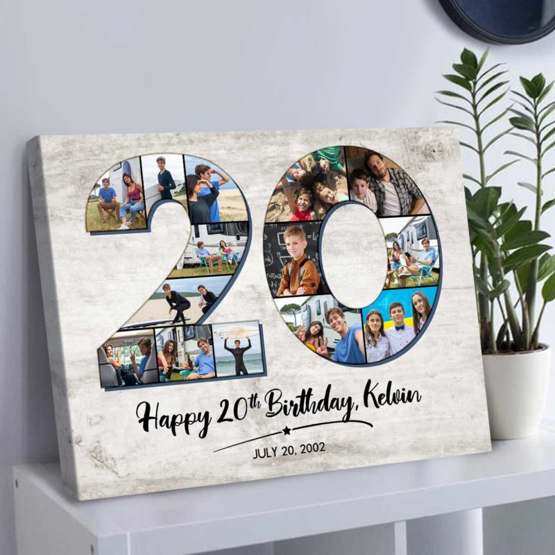 318950d6 4719 11ed 83ba 0242ac120002 Custom 20th Birthday Photo Collage Canvas 20th Birthday Collage Gift for Daughter Son 20th Birthday Gift 4