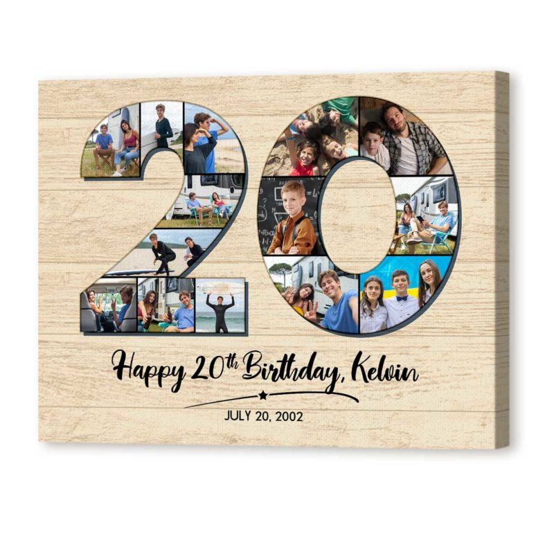 318a6cec 4719 11ed 83ba 0242ac120002 Custom 20th Birthday Photo Collage Canvas 20th Birthday Collage Gift for Daughter Son 20th Birthday Gift