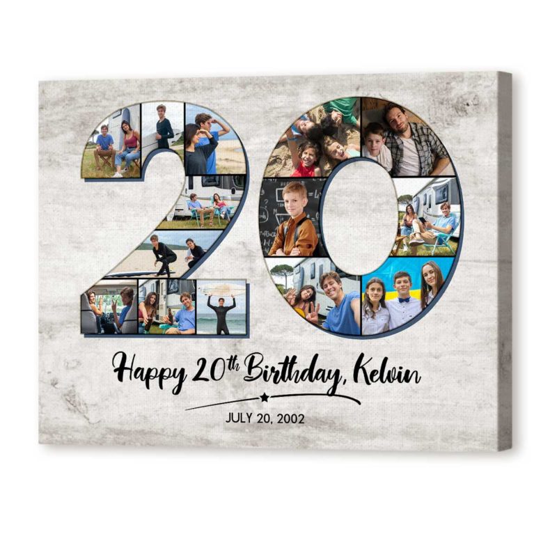 318abb18 4719 11ed 83ba 0242ac120002 Custom 20th Birthday Photo Collage Canvas 20th Birthday Collage Gift for Daughter Son 20th Birthday Gift 2