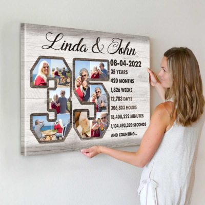 35th Anniversary Gift Custom Collage Photo Canvas