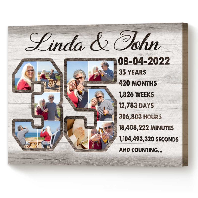 35th Anniversary Gift Custom Collage Photo Canvas