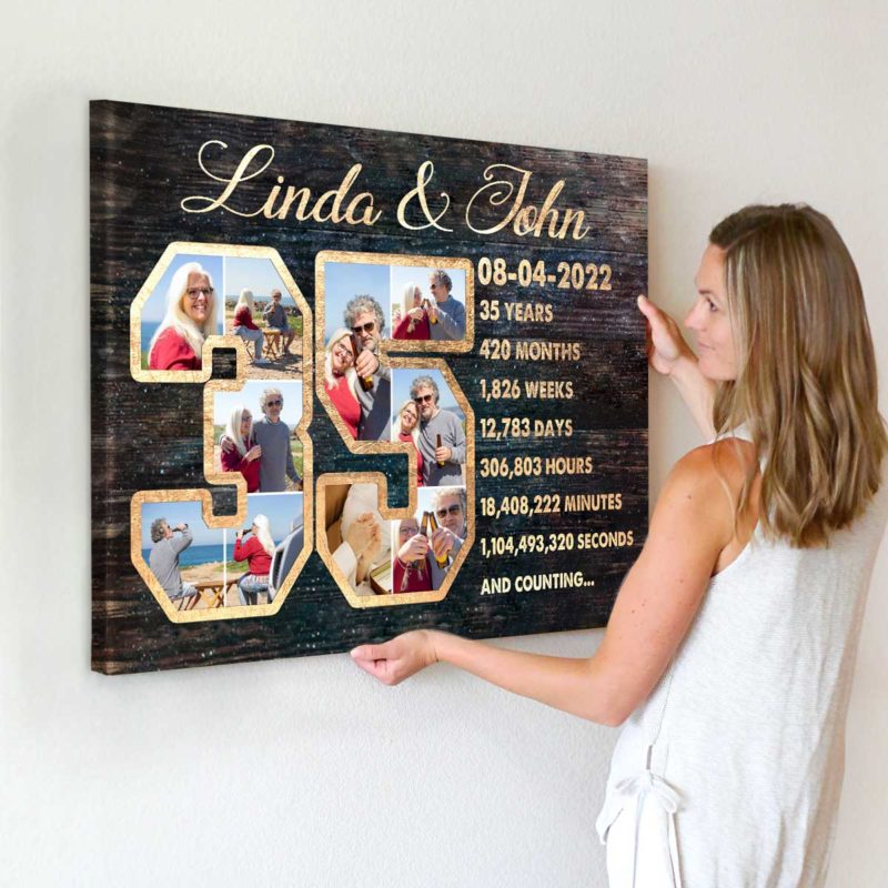 35th Anniversary Gift Custom Collage Photo Canvas