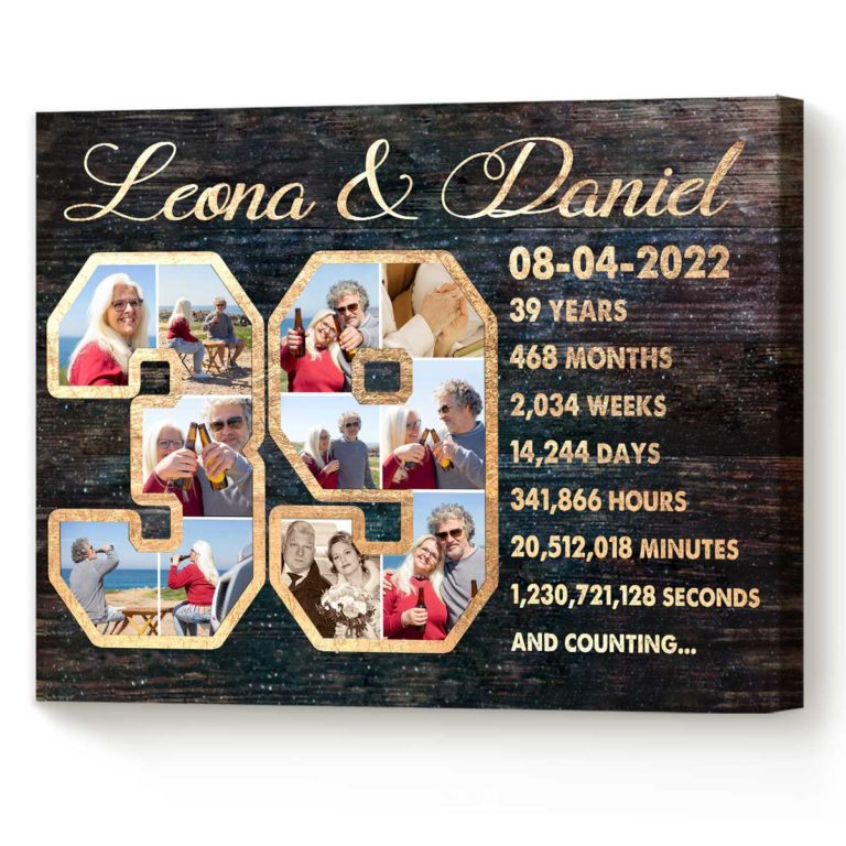 39th Anniversary Gift Custom Collage Photo Canvas, Best Anniversary ...