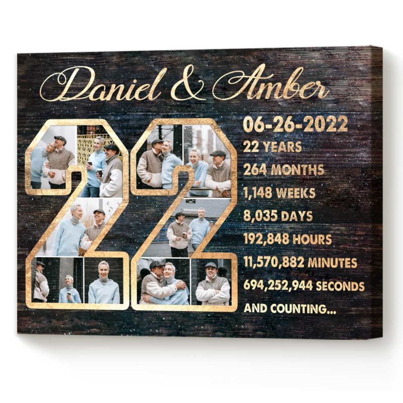 3f160a09 4948 11ed 83ba 0242ac120002 Custom 22 Year Anniversary Photo Collage Canvas 22nd Anniversary Gift 22 Year Anniversary Gift