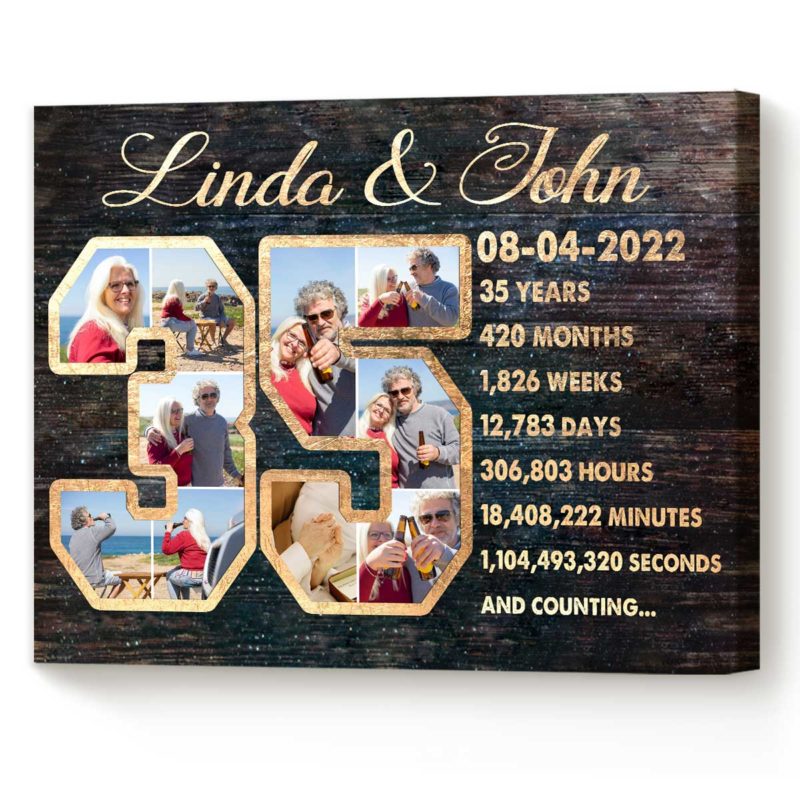 40e04cbe 47de 11ed 83ba 0242ac120002 35th Anniversary Gift Custom Collage Photo Canvas Best Anniversary Gift For Parents 35th Wedding Anniversary Gift