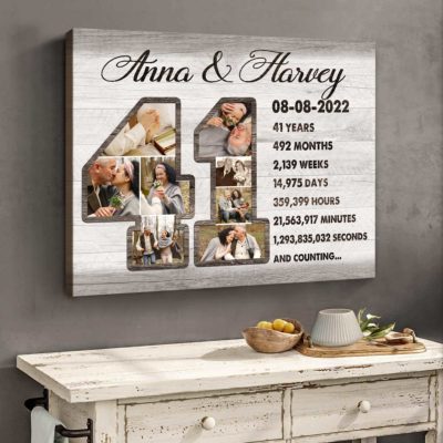 41st Anniversary Gift Custom Collage Photo Canvas