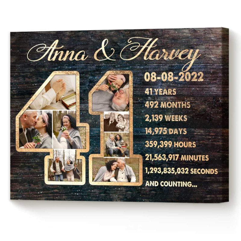 41st Anniversary Gift Custom Collage Photo Canvas