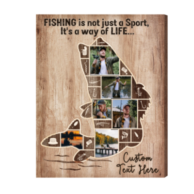 Personalized Fishing Photo Collage, Fishing Gift For Him, Custom Fishing Gift For Dad