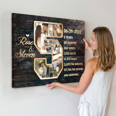 5 Years Anniversary Custom Photo Collage Canvas, 5th Anniversary  Traditional Gift, 5 Year Anniversary Gift For Her Him - Best Personalized  Gifts For Everyone