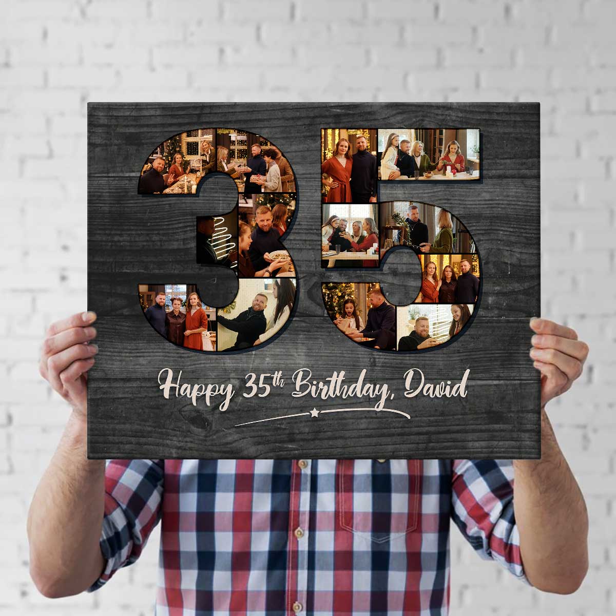 35th Birthday Gifts, Personalized 35th Birthday Photo Collage Canvas, Thirty Five Birthday Present Ideas - Best Personalized Gifts For Everyone