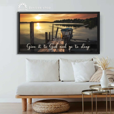 Above Bed Wall Decor, Give It To God And Go To Sleep Wall Art, Bedroom Decor Art