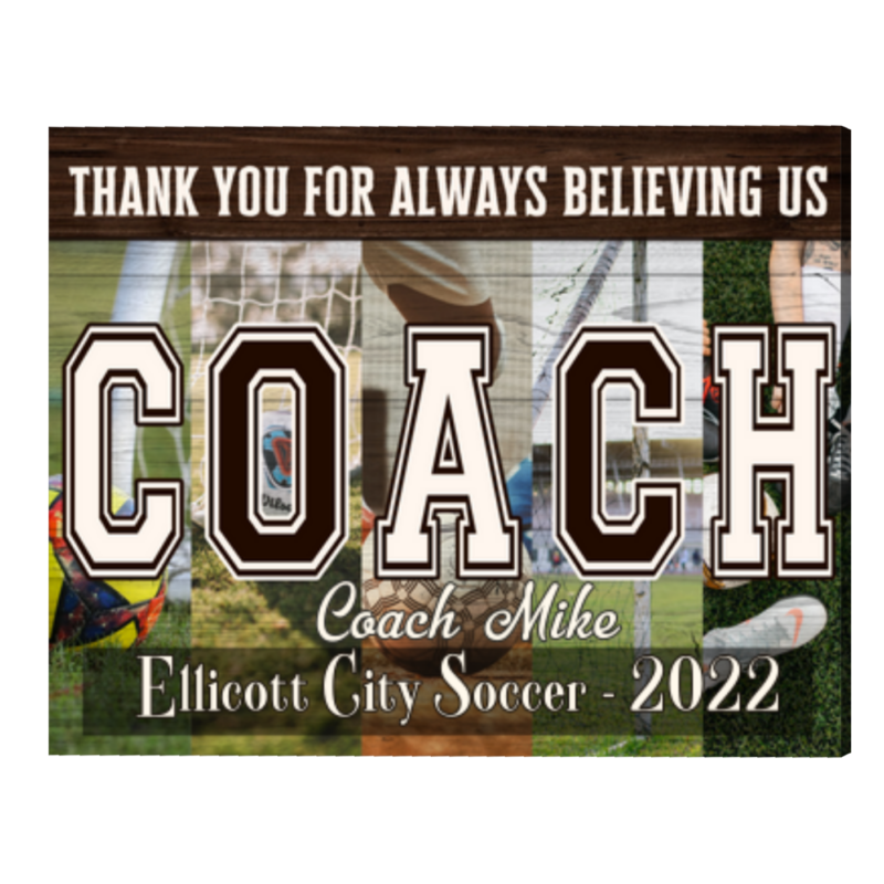 Personalized Soccer Coach Canvas, Custom End of Season Thank You Gift from Team, Soccer Coach Appreciation Wall Art Print