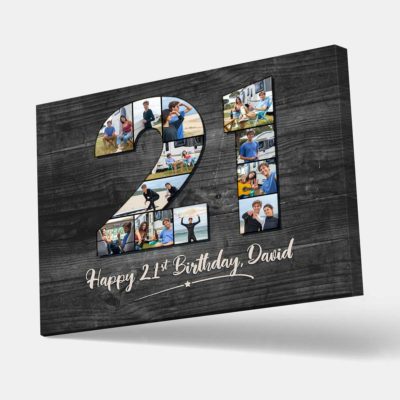 21st Birthday Photo Collage Gift, Birthday Canvas For 21 Years Old, Personalized Twenty One Birthday Present Ideas